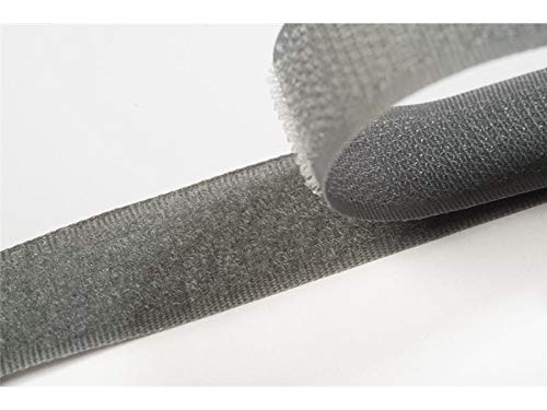Jajasio Klettband bunt zum Nähen zum aufnähen, 20 mm, Mittelgrau #35 25 Meter Flausch und Haken von Jajasio
