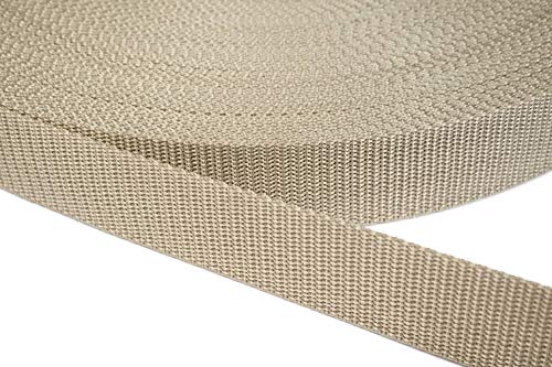 Jajasio PP Gurtband 10mm breit aus Polypropylen, 1.2mm Stark in 41 Farben 03 - beige 12 Meter von Jajasio