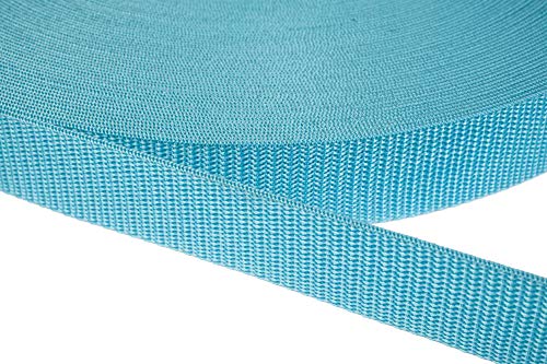 Jajasio PP Gurtband 15mm breit aus Polypropylen, 1.2mm Stark in 41 Farben 28 - Aqua 50 Meter von Jajasio