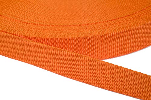 Jajasio PP Gurtband 20mm breit aus Polypropylen, 1.2mm Stark in 41 Farben 11 - orange 50 Meter von Jajasio