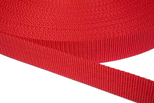 Jajasio PP Gurtband 25mm breit aus Polypropylen, 1.2mm Stark in 41 Farben 18 - hochrot 50 Meter von Jajasio