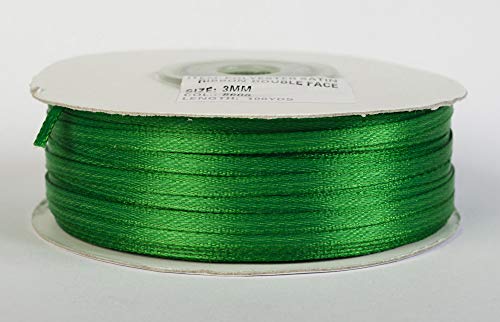 Jajasio Satinband 100 Yard-Rolle, 3mm breit, Auswahl aus 50 Farben/Farbe: 19 - grassgrün, Geschenkband, Schleifenband von Jajasio