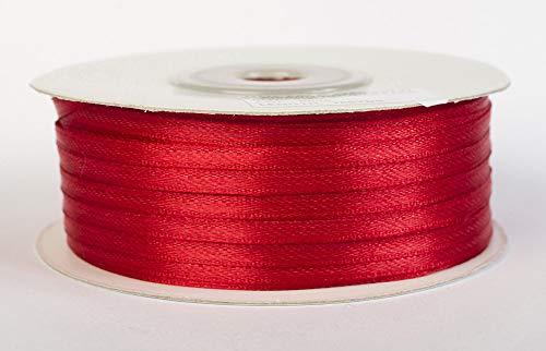 Jajasio Satinband 100 Yard-Rolle, 3mm breit, Auswahl aus 50 Farben/Farbe: 39 - Tomatenrot, Geschenkband, Schleifenband von Jajasio