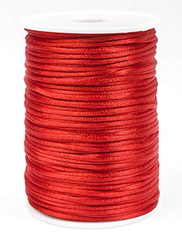 Jajasio Satinkordel 2mm, 100 Meter lang Schmuckschnur rot, Schmuckkordel, Flechtkordel Satinschnur von Jajasio