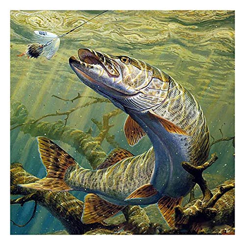 Jakovie 5D Diamant Malerei Diamond Stickerei DIY Großer Fisch Handgemachtes Strass kreuzstich Home Gemälde Wanddekoration (30X30cm) von Jakovie