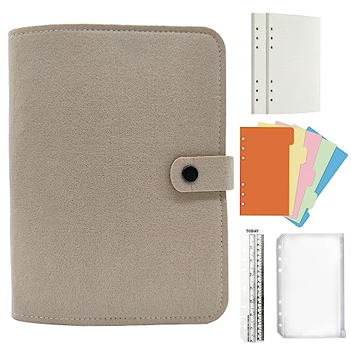 Jalach Filz Ringbuch a5 a6 nachfüllbar, A6 A5 Binder mit 90 Blatt Papier gepunktet Notizbuch Ringordner Tagebuch Planer Kalender Organizer für Arbeit Schule Rezepte Reise von Jalach