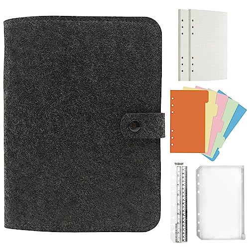 Jalach Filz Ringbuch a5 a6 nachfüllbar, A6 A5 Binder mit 90 Blatt Papier gepunktet Notizbuch Ringordner Tagebuch Planer Kalender Organizer für Arbeit Schule Rezepte Reise von Jalach