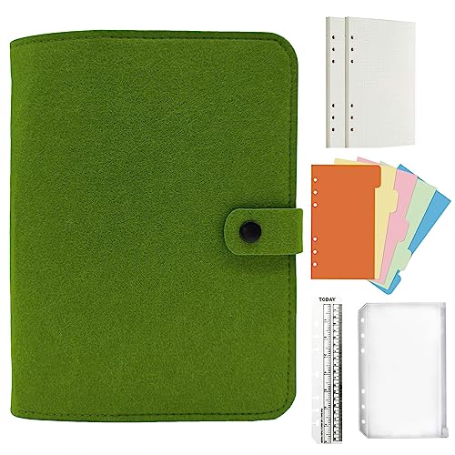 Jalach Filz Ringbuch a5 a6 nachfüllbar, A6 A5 Binder mit 90 Blatt Papier gepunktet Notizbuch Ringordner Tagebuch Planer Kalender Organizer für Arbeit Schule Rezepte Reise von Jalach