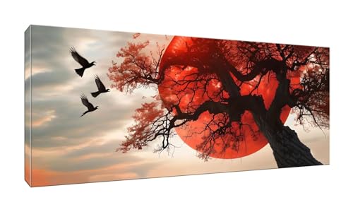 100x250cm 5D Diamond Painting Erwachsene Groß Diamond Painting Rote Sonne Baum Diamant painting Kinder Stickerei Kunst Malerei Nach Zahlen Kits Diamond Painting Set für Wanddekoration zu Hause G-303 von Jalican