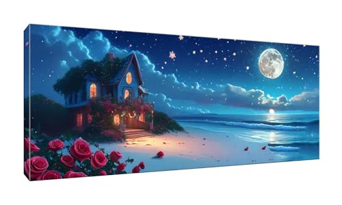 100x250cm 5D Diamond Painting Erwachsene Groß Diamond Painting Strand Ferienhaus Diamant painting Kinder Stickerei Kunst Malerei Nach Zahlen Kits Diamond Painting Set für Wanddekoration zu Hause G-266 von Jalican