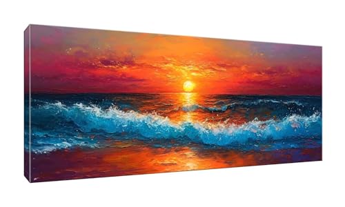 100x250cm 5D Diamond Painting Erwachsene Groß Diamond Painting Wellen Sonnenuntergang Diamant painting Stickerei Kunst Malerei Nach Zahlen Kits Diamond Painting Set für Wanddekoration zu Hause G-257 von Jalican