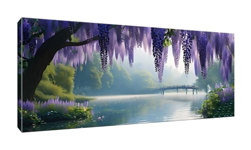 100x250cm 5D Diamond Painting Erwachsene Groß Diamond Painting Wisterienblüten See Diamant painting Stickerei Kunst Malerei Nach Zahlen Kits Diamond Painting Set für Wanddekoration zu Hause G-993 von Jalican