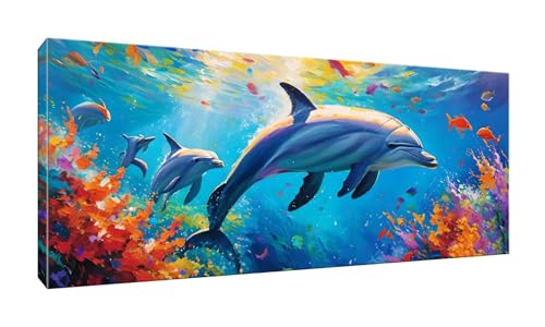 100x250cm 5D Diamond Painting Erwachsene Groß XXL Diamond Painting Delphin Diamant painting Kinder Stickerei Kunst Malerei Nach Zahlen Kits Diamond Painting Set für Wanddekoration zu Hause G-282 von Jalican