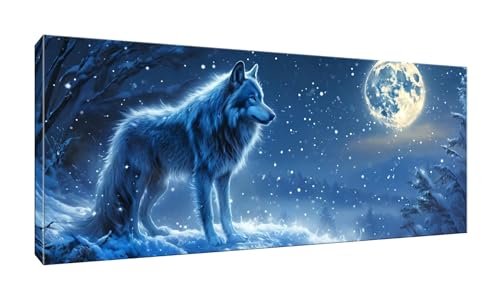 100x250cm 5D Diamond Painting Erwachsene Groß XXL Diamond Painting Mond Wolf Diamant painting Kinder Stickerei Kunst Malerei Nach Zahlen Kits Diamond Painting Set für Wanddekoration zu Hause G-971 von Jalican