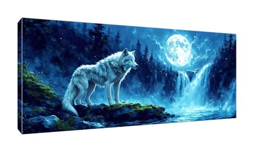 100x250cm 5D Diamond Painting Erwachsene Groß XXL Diamond Painting Mond Wolf Diamant painting Kinder Stickerei Kunst Malerei Nach Zahlen Kits Diamond Painting Set für Wanddekoration zu Hause G-972 von Jalican