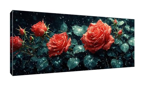 100x250cm 5D Diamond Painting Erwachsene Groß XXL Diamond Painting Rote Rose Diamant painting Kinder Stickerei Kunst Malerei Nach Zahlen Kits Diamond Painting Set für Wanddekoration zu Hause G-302 von Jalican