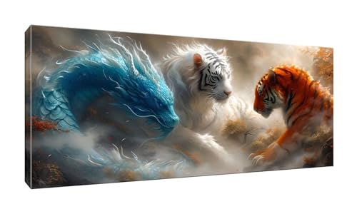 40x100cm 5D Diamond Painting Erwachsene Groß XXL Diamond Painting Dragon Tiger Diamant painting Kinder Stickerei Kunst Malerei Nach Zahlen Kits Diamond Painting Set für Wanddekoration zu Hause G-498 von Jalican