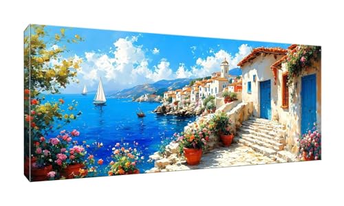 40x100cm 5D Diamond Painting Erwachsene Groß XXL Diamond Painting Küstenstadt Diamant painting Kinder Stickerei Kunst Malerei Nach Zahlen Kits Diamond Painting Set für Wanddekoration zu Hause G-239 von Jalican