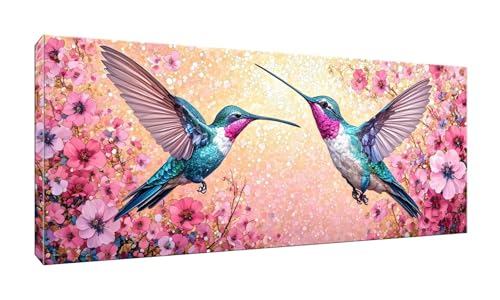 5D DIY Diamond Painting Kits Vollbohrer Groß 20x50cm, Blumen Kolibri Diamant Painting Kunst Bild Kit, Leinwand Kreuzstich Stickerei Nach Zahlen Painting Zubehör für Erwachsene/Wand/Wohnkultur G-337 von Jalican