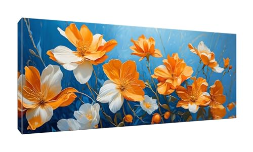 5D DIY Diamond Painting Kits Vollbohrer Groß 20x50cm, Blumen Orange Diamant Painting Kunst Bild Kit, Leinwand Kreuzstich Stickerei Nach Zahlen Painting Zubehör für Erwachsene/Wand/Wohnkultur G-333 von Jalican