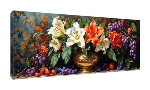 5D DIY Diamond Painting Kits Vollbohrer Groß 20x50cm, Blumen Vase Diamant Painting Kunst Bild Kit, Leinwand Kreuzstich Stickerei Nach Zahlen Painting Zubehör für Erwachsene/Wand/Wohnkultur G-347 von Jalican