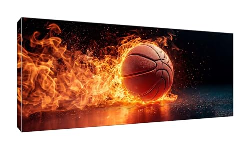 5D DIY Diamond Painting Kits Vollbohrer Groß 20x50cm, Flame Basketball Diamant Painting Kunst Bild Kit, Leinwand Kreuzstich Stickerei Nach Zahlen Painting Zubehör für Erwachsene/Wand/Wohnkultur G-400 von Jalican