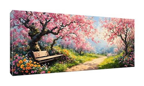 5D DIY Diamond Painting Kits Vollbohrer Groß 20x50cm, Garten Landschaft Diamant Painting Kunst Bild Kit, Leinwand Kreuzstich Stickerei Nach Zahlen Painting Zubehör für Erwachsene/Wand/Wohnkultur G-380 von Jalican