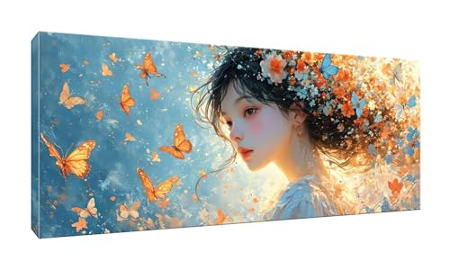 5D DIY Diamond Painting Kits Vollbohrer Groß 20x50cm, Mädchen Schmetterling Diamant Painting Kunst Bild Kit, Leinwand Kreuzstich Stickerei Nach Zahlen Painting Zubehör für Erwachsene Wohnkultur G-623 von Jalican