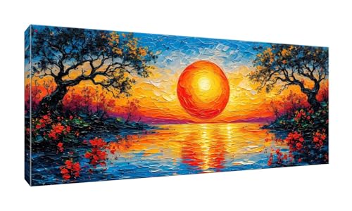 5D DIY Diamond Painting Kits Vollbohrer Groß 20x50cm, Mond Lake Diamant Painting Kunst Bild Kit, Leinwand Kreuzstich Stickerei Nach Zahlen Painting Zubehör für Erwachsene/Wand/Wohnkultur G-968 von Jalican