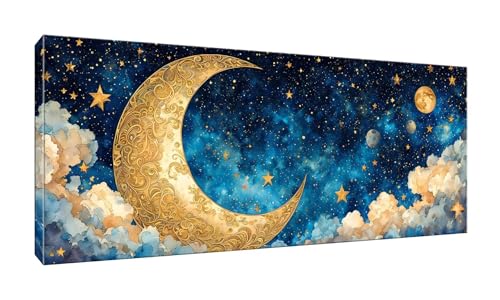 5D DIY Diamond Painting Kits Vollbohrer Groß 20x50cm, Mond Sternenhimmel Diamant Painting Kunst Bild Kit, Leinwand Kreuzstich Stickerei Nach Zahlen Painting Zubehör für Erwachsene/Wand/Wohnkultur G979 von Jalican