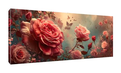 5D DIY Diamond Painting Kits Vollbohrer Groß 20x50cm, Retro Blumen Diamant Painting Kunst Bild Kit, Leinwand Kreuzstich Stickerei Nach Zahlen Painting Zubehör für Erwachsene/Wand/Wohnkultur G-217 von Jalican