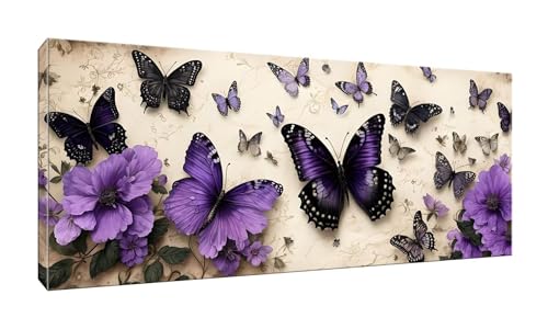 5D DIY Diamond Painting Kits Vollbohrer Groß 20x50cm, Schmetterling Blume Diamant Painting Kunst Bild Kit, Leinwand Kreuzstich Stickerei Nach Zahlen Painting Zubehör für Erwachsene Wohnkultur G-317 von Jalican