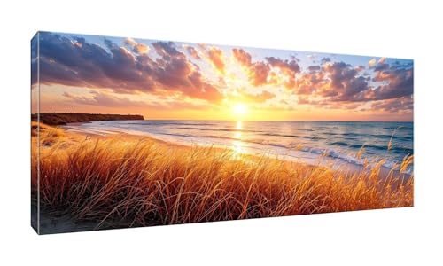 5D DIY Diamond Painting Kits Vollbohrer Groß 20x50cm, Sonnenuntergang See Diamant Painting Kunst Bild Kit, Leinwand Kreuzstich Stickerei Nach Zahlen Painting Zubehör für Erwachsene Wohnkultur G-258 von Jalican