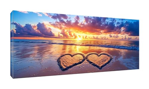 5D DIY Diamond Painting Kits Vollbohrer Groß 20x50cm, Strand Liebe Diamant Painting Kunst Bild Kit, Leinwand Kreuzstich Stickerei Nach Zahlen Painting Zubehör für Erwachsene/Wand/Wohnkultur G-706 von Jalican