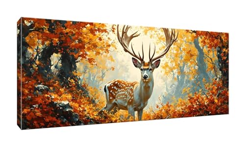 5D DIY Diamond Painting Kits Vollbohrer Groß 20x50cm, Wald Hirsch Diamant Painting Kunst Bild Kit, Leinwand Kreuzstich Stickerei Nach Zahlen Painting Zubehör für Erwachsene/Wand/Wohnkultur G-682 von Jalican