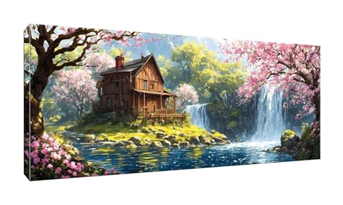 5D DIY Diamond Painting Kits Vollbohrer Groß 20x50cm, Wald Kabine Diamant Painting Kunst Bild Kit, Leinwand Kreuzstich Stickerei Nach Zahlen Painting Zubehör für Erwachsene/Wand/Wohnkultur G-691 von Jalican