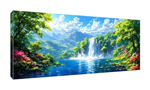 5D DIY Diamond Painting Kits Vollbohrer Groß 20x50cm, Wasserfall Landschaft Diamant Painting Kunst Bild Kit, Leinwand Kreuzstich Stickerei Nach Zahlen Painting Zubehör für Erwachsene Wohnkultur G-651 von Jalican