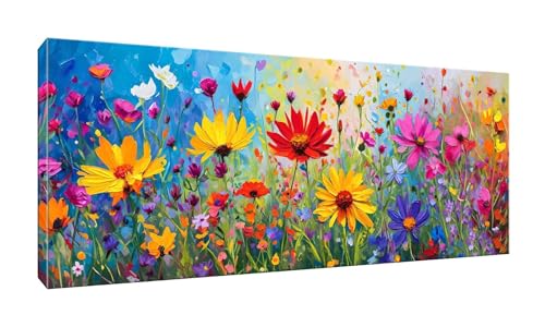 5D DIY Diamond Painting Kits Vollbohrer Groß 20x50cm, Wildblumenfeld Diamant Painting Kunst Bild Kit, Leinwand Kreuzstich Stickerei Nach Zahlen Painting Zubehör für Erwachsene/Wand/Wohnkultur G-922 von Jalican