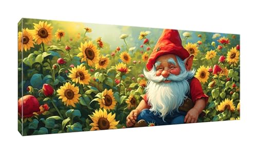 5D DIY Diamond Painting Kits Vollbohrer Groß 20x50cm, Zwerg Sonnenblume Diamant Painting Kunst Bild Kit, Leinwand Kreuzstich Stickerei Nach Zahlen Painting Zubehör für Erwachsene/Wand/Wohnkultur G-986 von Jalican