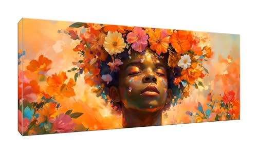 5D DIY Diamond Painting Kits Vollbohrer Groß 50x125cm, Blumen Afrikaner Diamant Painting Kunst Bild Kit, Leinwand Kreuzstich Stickerei Nach Zahlen Painting Zubehör für Erwachsene/Wand/Wohnkultur G-335 von Jalican