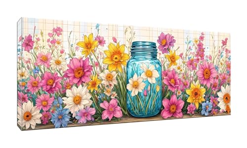 5D DIY Diamond Painting Kits Vollbohrer Groß 50x125cm, Blumen Flasche Diamant Painting Kunst Bild Kit, Leinwand Kreuzstich Stickerei Nach Zahlen Painting Zubehör für Erwachsene/Wand/Wohnkultur G-356 von Jalican