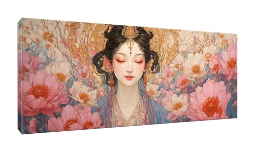 5D DIY Diamond Painting Kits Vollbohrer Groß 50x125cm, Blumen Frauen Diamant Painting Kunst Bild Kit, Leinwand Kreuzstich Stickerei Nach Zahlen Painting Zubehör für Erwachsene/Wand/Wohnkultur G-363 von Jalican