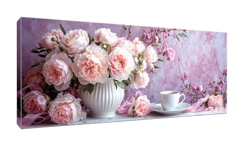 5D DIY Diamond Painting Kits Vollbohrer Groß 50x125cm, Blumen Kaffee Diamant Painting Kunst Bild Kit, Leinwand Kreuzstich Stickerei Nach Zahlen Painting Zubehör für Erwachsene/Wand/Wohnkultur G-348 von Jalican