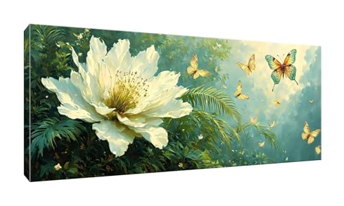 5D DIY Diamond Painting Kits Vollbohrer Groß 50x125cm, Blumen Schmetterlinge Diamant Painting Kunst Bild Kit, Leinwand Kreuzstich Stickerei Nach Zahlen Painting Zubehör für Erwachsene Wohnkultur G-341 von Jalican