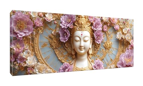 5D DIY Diamond Painting Kits Vollbohrer Groß 50x125cm, Guanyin Bodhisattva Diamant Painting Kunst Bild Kit, Leinwand Kreuzstich Stickerei Nach Zahlen Painting Zubehör für Erwachsene Wohnkultur G-235 von Jalican