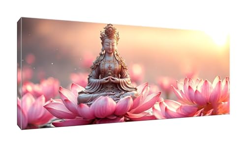 5D DIY Diamond Painting Kits Vollbohrer Groß 50x125cm, Guanyin Lotus Diamant Painting Kunst Bild Kit, Leinwand Kreuzstich Stickerei Nach Zahlen Painting Zubehör für Erwachsene/Wand/Wohnkultur G-231 von Jalican