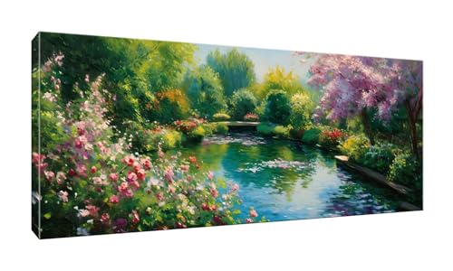 5D DIY Diamond Painting Kits Vollbohrer Groß 50x125cm, Jardin Monet Diamant Painting Kunst Bild Kit, Leinwand Kreuzstich Stickerei Nach Zahlen Painting Zubehör für Erwachsene/Wand/Wohnkultur G-589 von Jalican