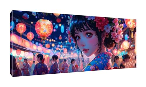 5D DIY Diamond Painting Kits Vollbohrer Groß 50x125cm, Kimono Mädchen Diamant Painting Kunst Bild Kit, Leinwand Kreuzstich Stickerei Nach Zahlen Painting Zubehör für Erwachsene/Wand/Wohnkultur G-284 von Jalican