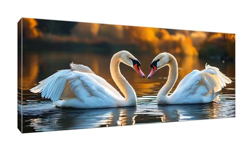 5D DIY Diamond Painting Kits Vollbohrer Groß 50x125cm, Lake Swan Diamant Painting Kunst Bild Kit, Leinwand Kreuzstich Stickerei Nach Zahlen Painting Zubehör für Erwachsene/Wand/Wohnkultur G-315 von Jalican