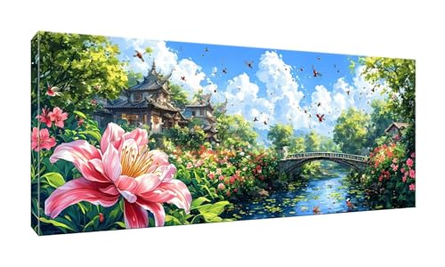 5D DIY Diamond Painting Kits Vollbohrer Groß 50x125cm, Landschaft Diamant Painting Kunst Bild Kit, Leinwand Kreuzstich Stickerei Nach Zahlen Painting Zubehör für Erwachsene/Wand/Wohnkultur G-202 von Jalican